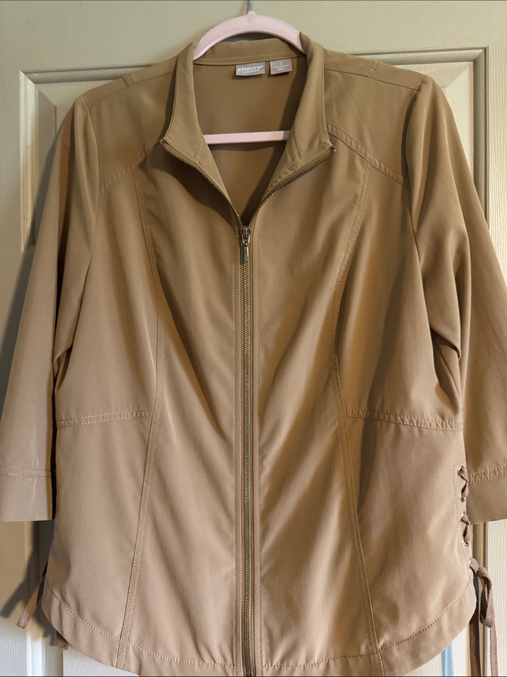 Chico's Tan Zip-Front Utility Jacket